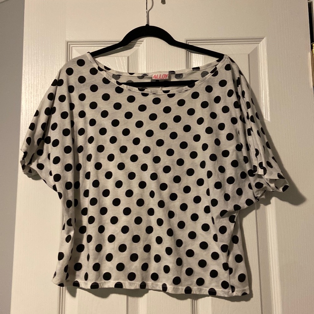 Alloy polka dot off the shoulder shirt